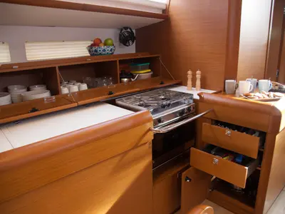 Galley of Panagia, a Jeanneau Sun Odyssey 519 sailboat at Zakynthos Municipal Unit, Greece