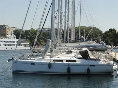 Cockpit of Riana, a Hanse 385 sailboat at Pula, Croatia