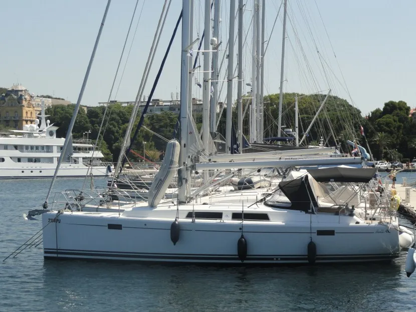 Cockpit of Riana, a Hanse 385 sailboat at Pula, Croatia