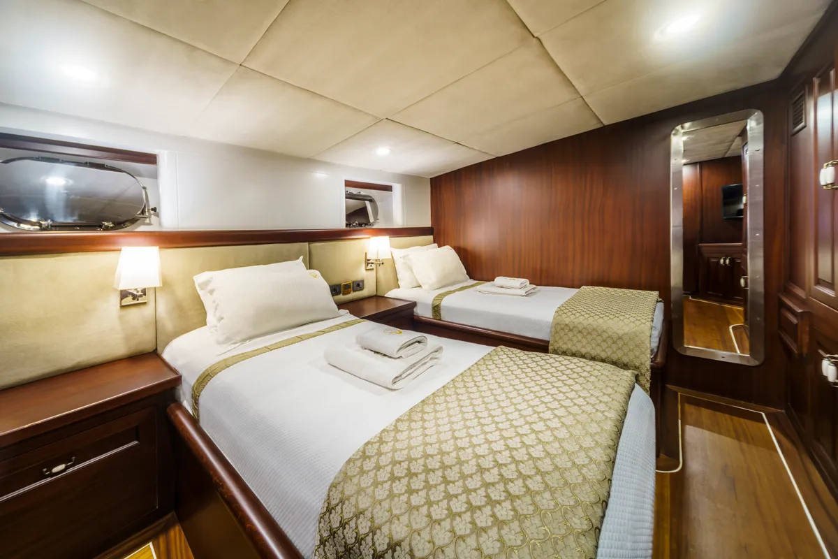 Cabin on Virtuoso, a Gulet sailboat at Lavreotiki Municipal Unit, Greece