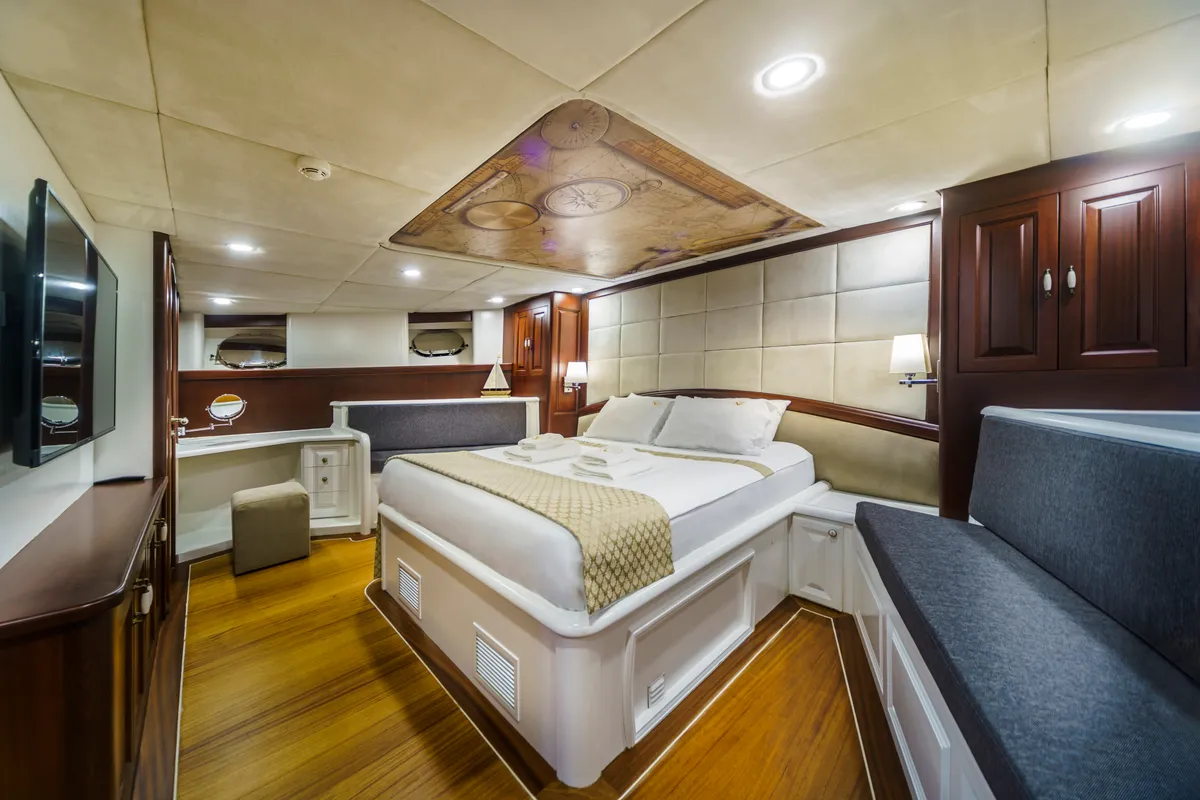 Cabin on Virtuoso, a Gulet sailboat at Lavreotiki Municipal Unit, Greece