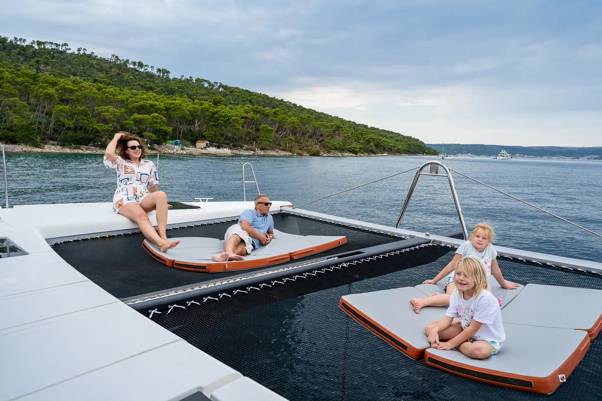 Orange, a Luna 47 Power catamaran at Split, Croatia
