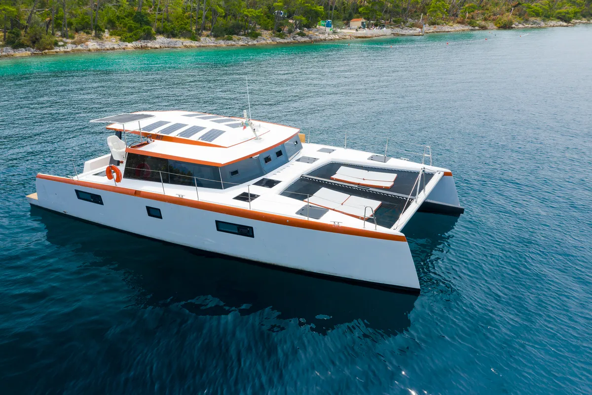 Orange, a Luna 47 Power catamaran at Split, Croatia