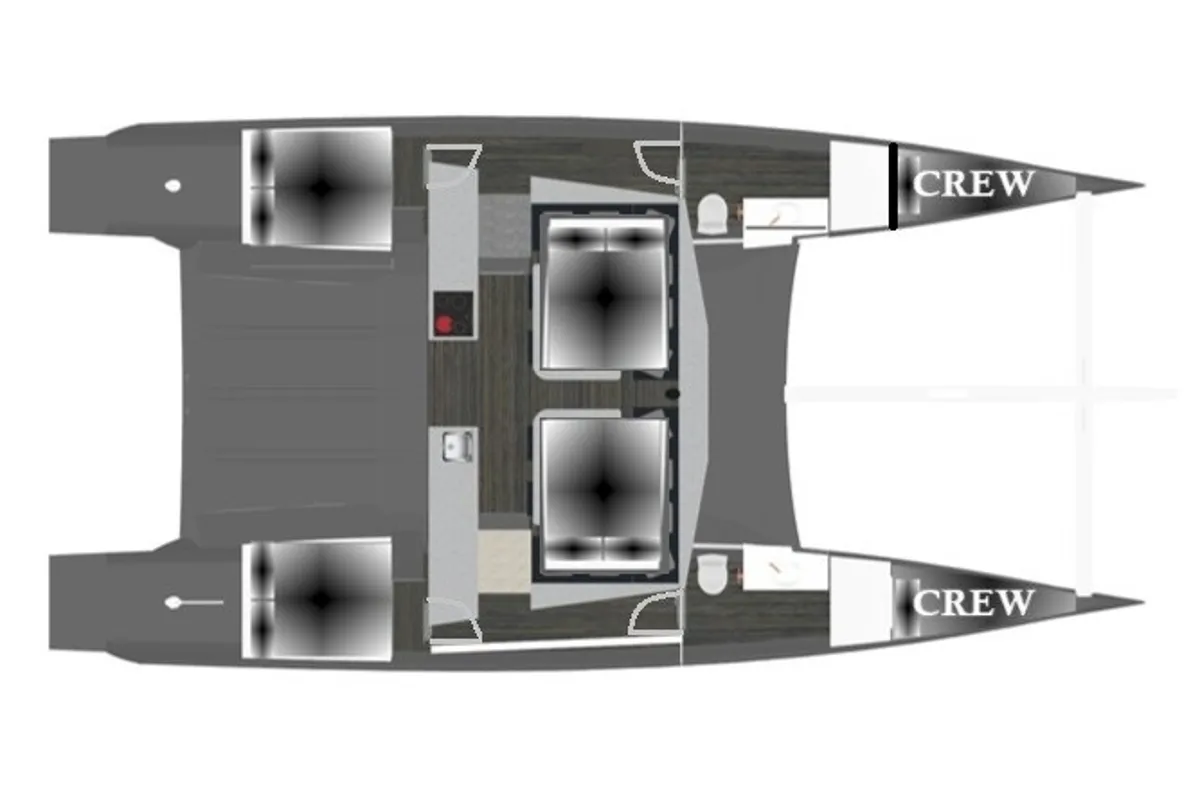 Orange, a Luna 47 Power catamaran at Split, Croatia
