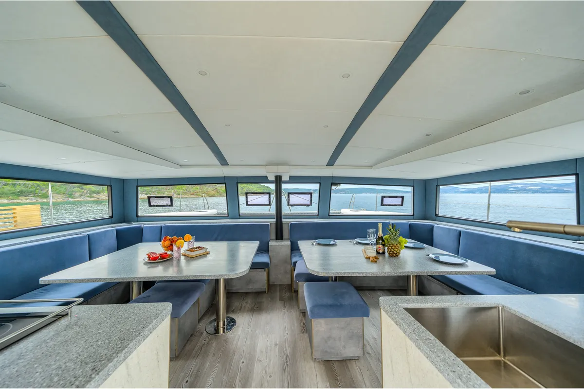 Orange, a Luna 47 Power catamaran at Split, Croatia