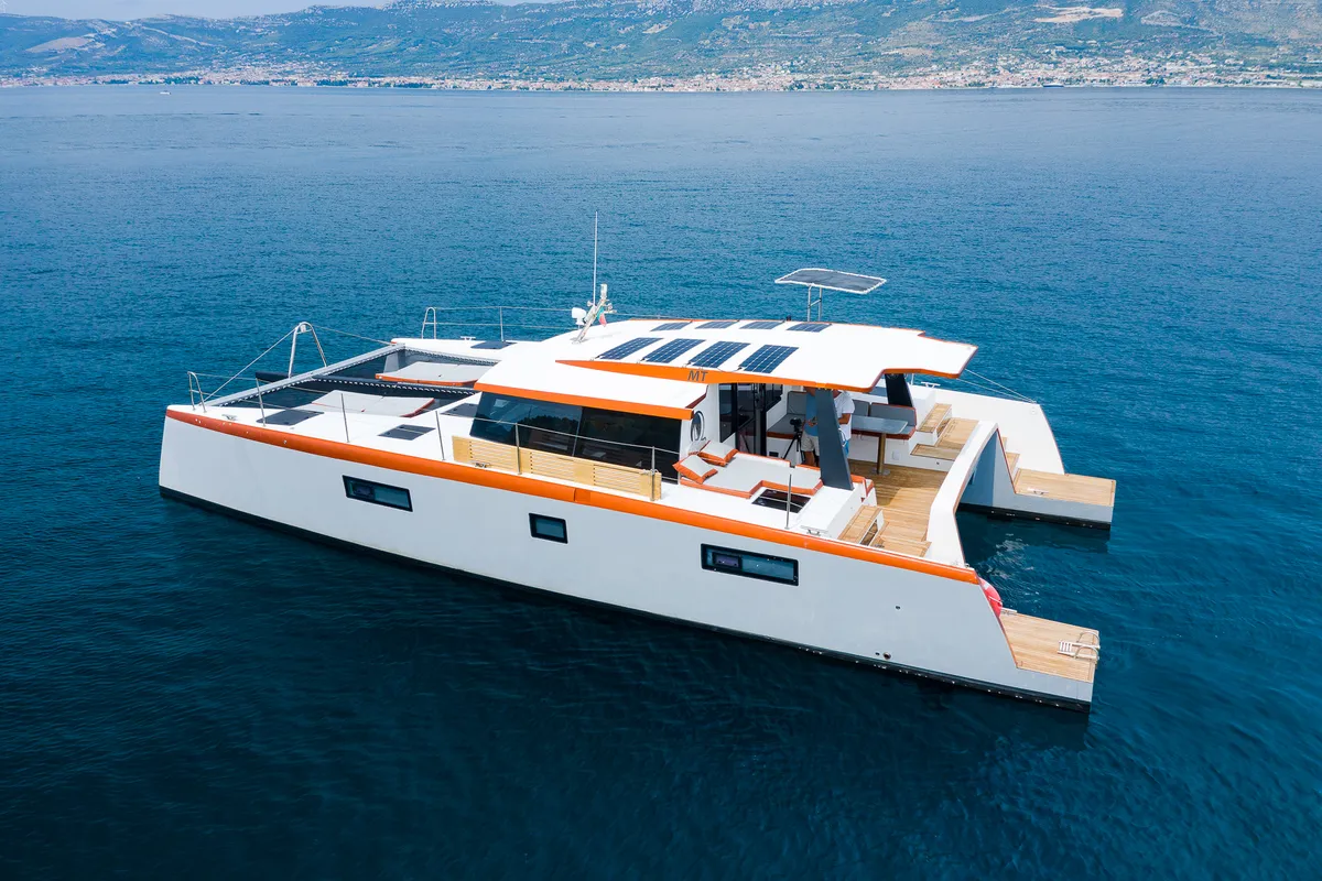 Orange, a Luna 47 Power catamaran at Split, Croatia