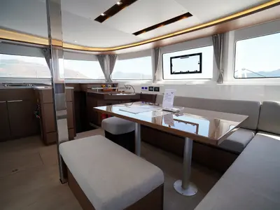 Salon of Sweet Dream, a Lagoon 46 catamaran at Marmaris, Turkey