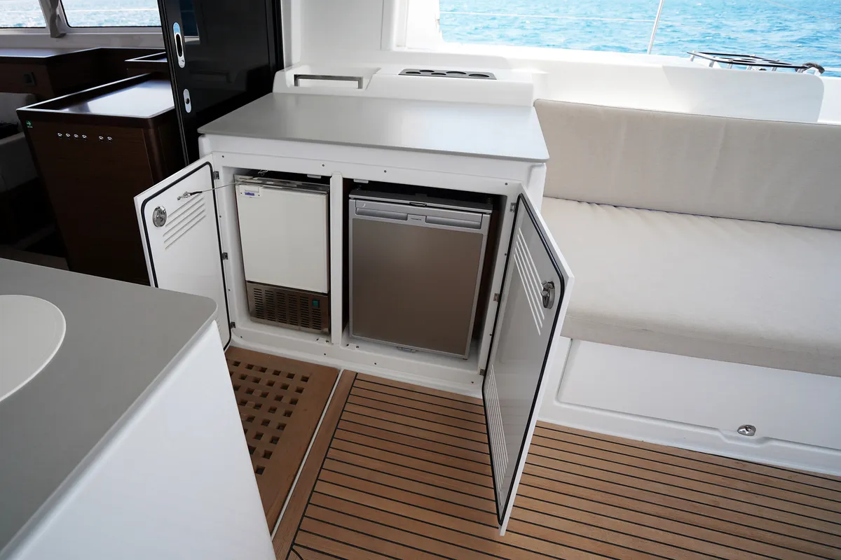 Deck of Sweet Dream, a Lagoon 46 catamaran at Marmaris, Turkey
