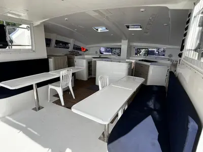 Salon of Kaya, a Island Spirit 410 catamaran at Mai Khao, Thailand