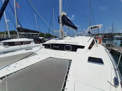Deck of Kaya, a Island Spirit 410 catamaran at Mai Khao, Thailand
