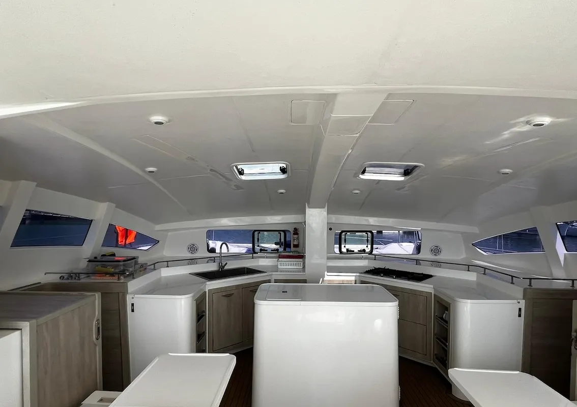 Galley of Kaya, a Island Spirit 410 catamaran at Mai Khao, Thailand