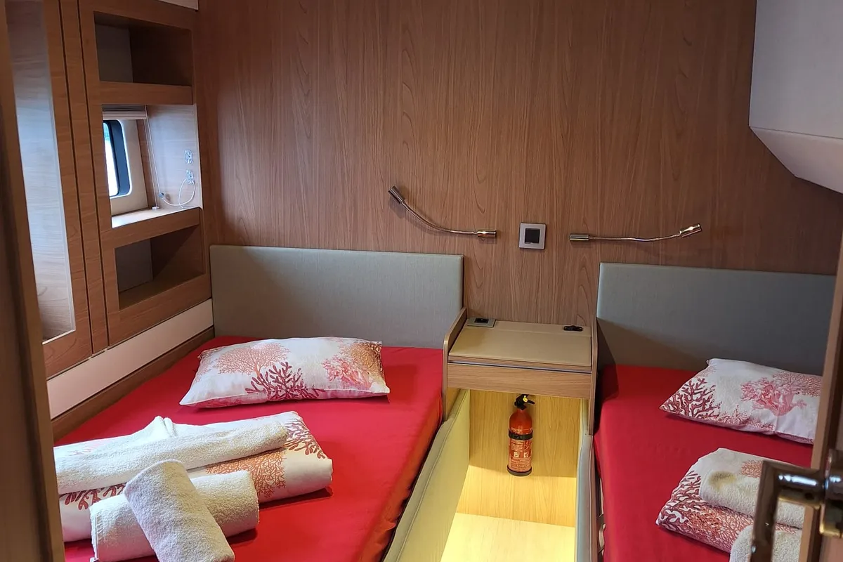 Cabin on Gemini, a Bali 5.4 catamaran at Kaštela, Croatia