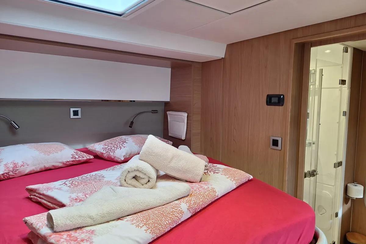 Cabin on Gemini, a Bali 5.4 catamaran at Kaštela, Croatia