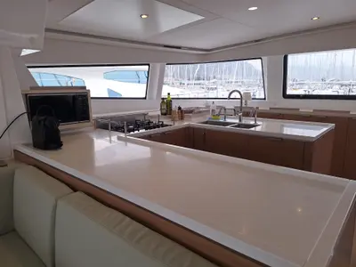 Galley of Gemini, a Bali 5.4 catamaran at Kaštela, Croatia