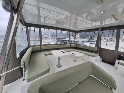 Salon of Gemini, a Bali 5.4 catamaran at Kaštela, Croatia