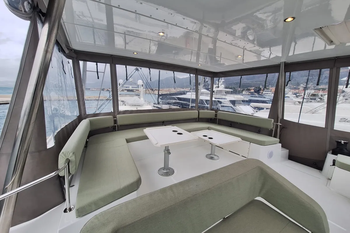 Salon of Gemini, a Bali 5.4 catamaran at Kaštela, Croatia