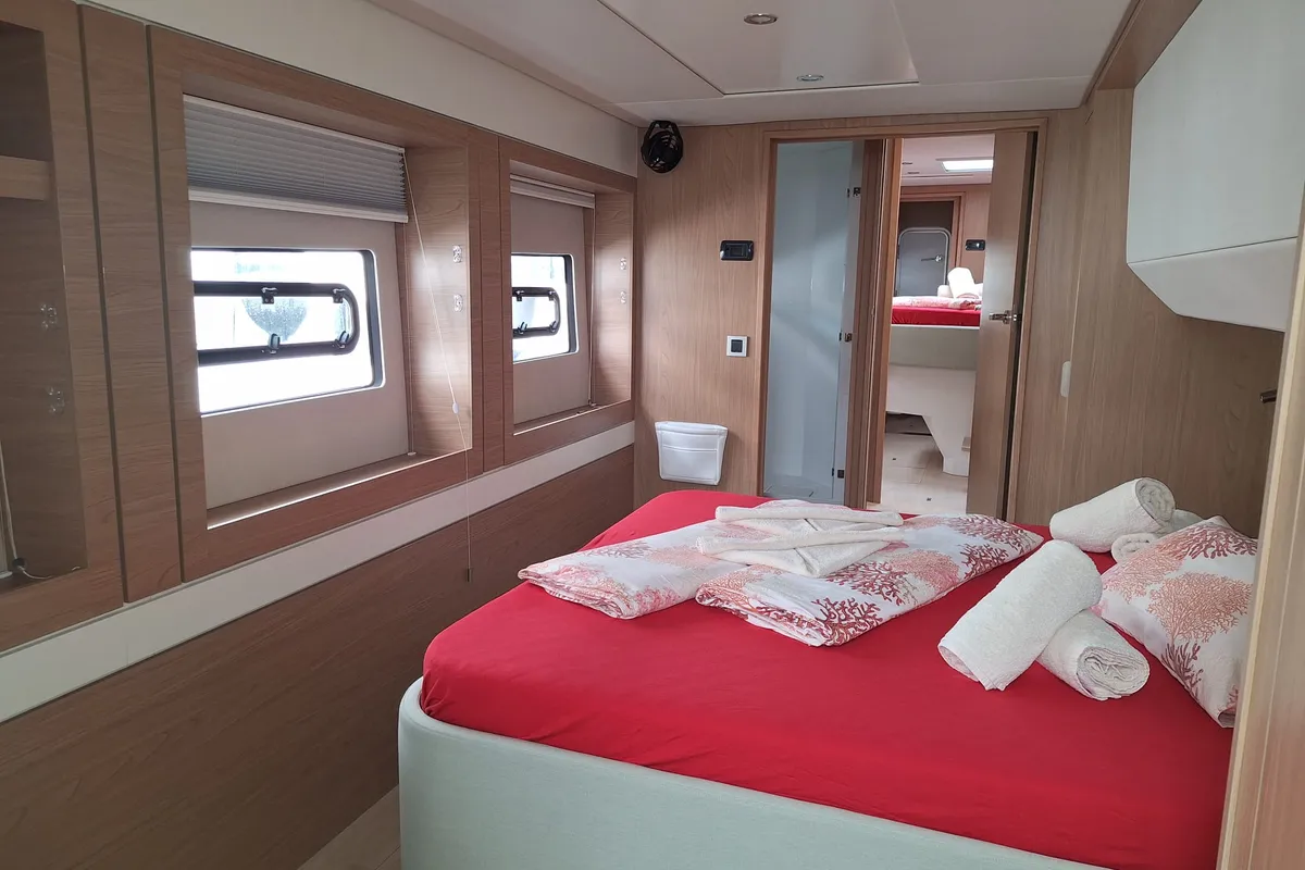 Cabin on Gemini, a Bali 5.4 catamaran at Kaštela, Croatia