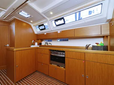 Galley of Rocky I, a Bavaria Cruiser 46 sailboat at Grad Trogir, Croatia