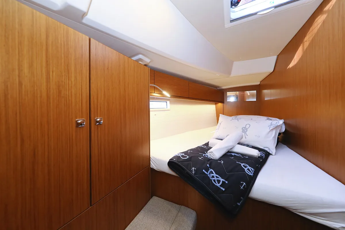 Cabin on Rocky I, a Bavaria Cruiser 46 sailboat at Grad Trogir, Croatia