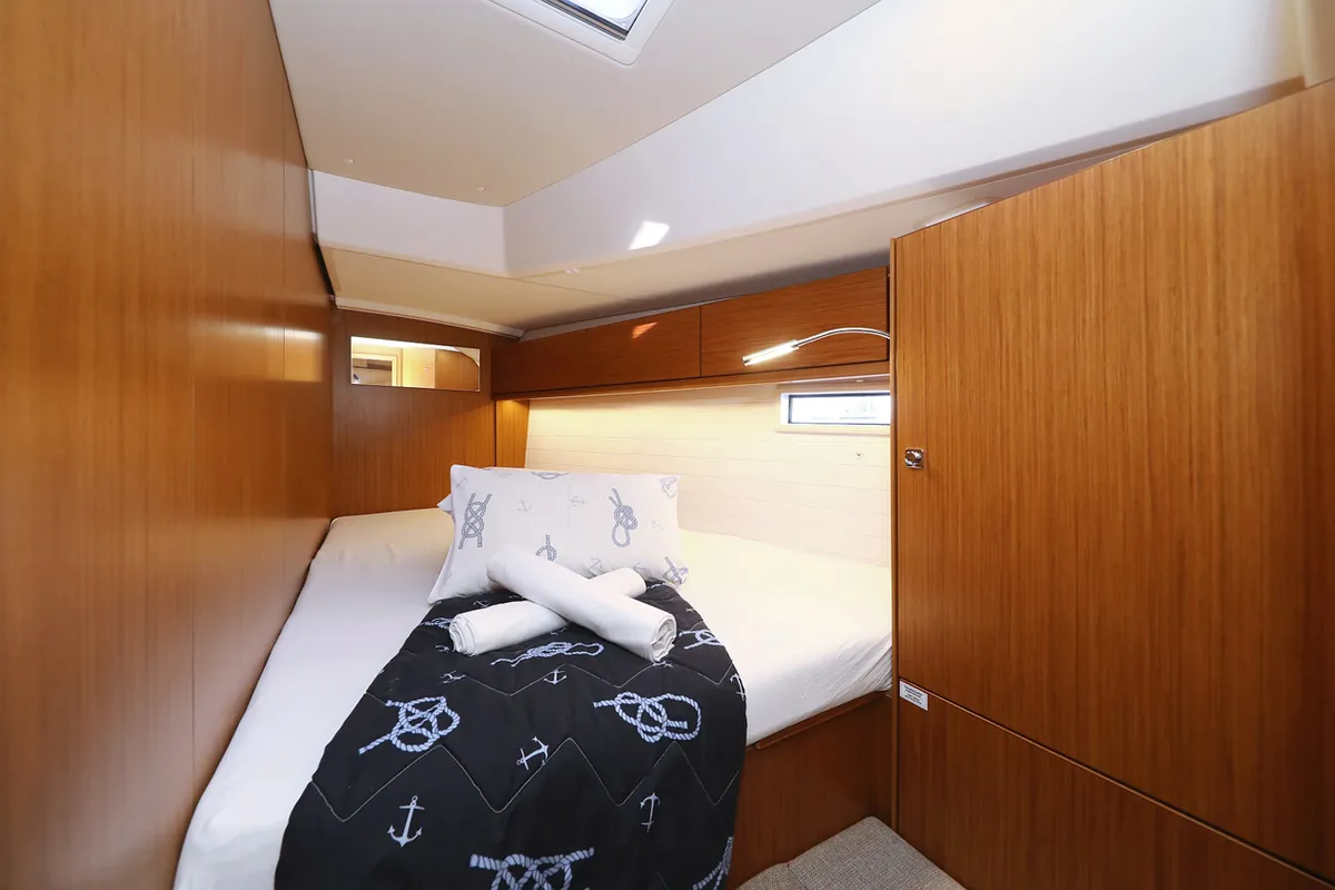 Cabin on Rocky I, a Bavaria Cruiser 46 sailboat at Grad Trogir, Croatia