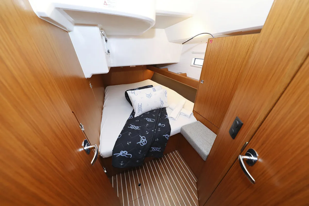 Cabin on Rocky I, a Bavaria Cruiser 46 sailboat at Grad Trogir, Croatia