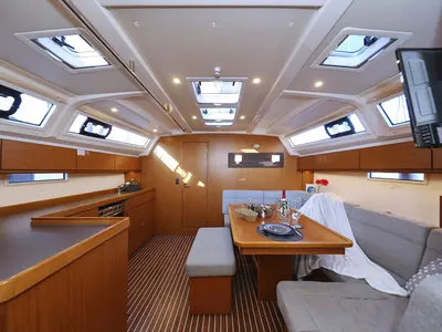 Salon of Rocky I, a Bavaria Cruiser 46 sailboat at Grad Trogir, Croatia