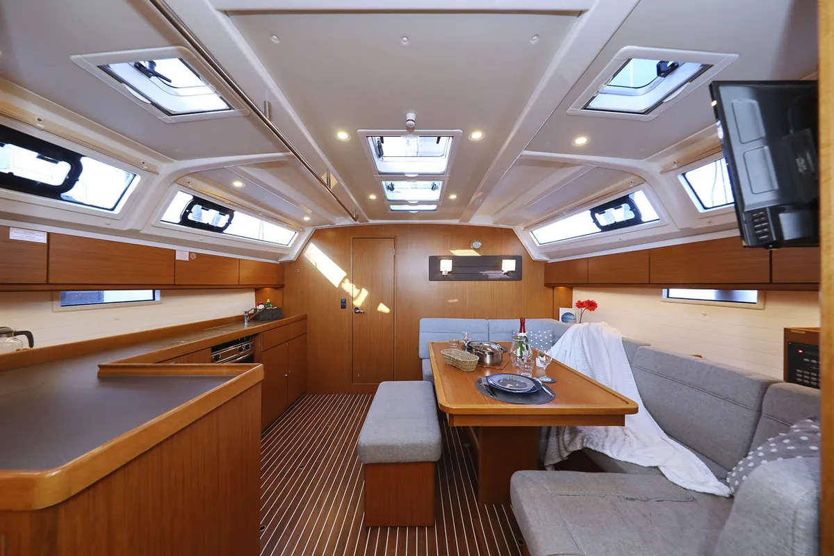 Salon of Rocky I, a Bavaria Cruiser 46 sailboat at Grad Trogir, Croatia