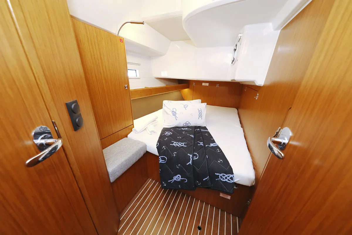 Cabin on Rocky I, a Bavaria Cruiser 46 sailboat at Grad Trogir, Croatia