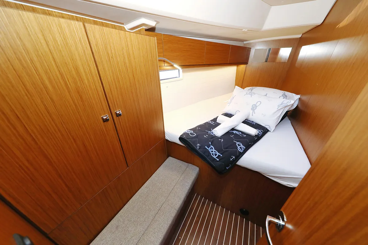 Cabin on Rocky I, a Bavaria Cruiser 46 sailboat at Grad Trogir, Croatia