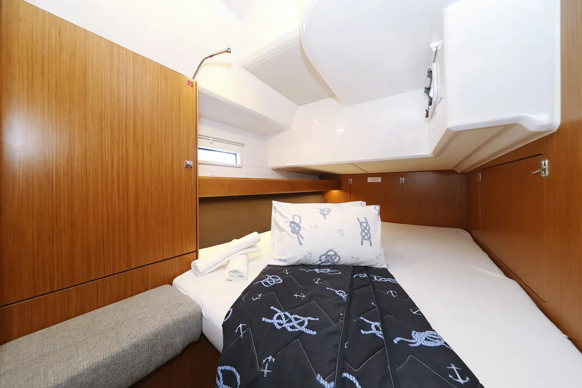 Cabin on Rocky I, a Bavaria Cruiser 46 sailboat at Grad Trogir, Croatia