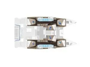 Floor plan of Margeo XIX, a Lagoon 51 catamaran at Athens, Greece