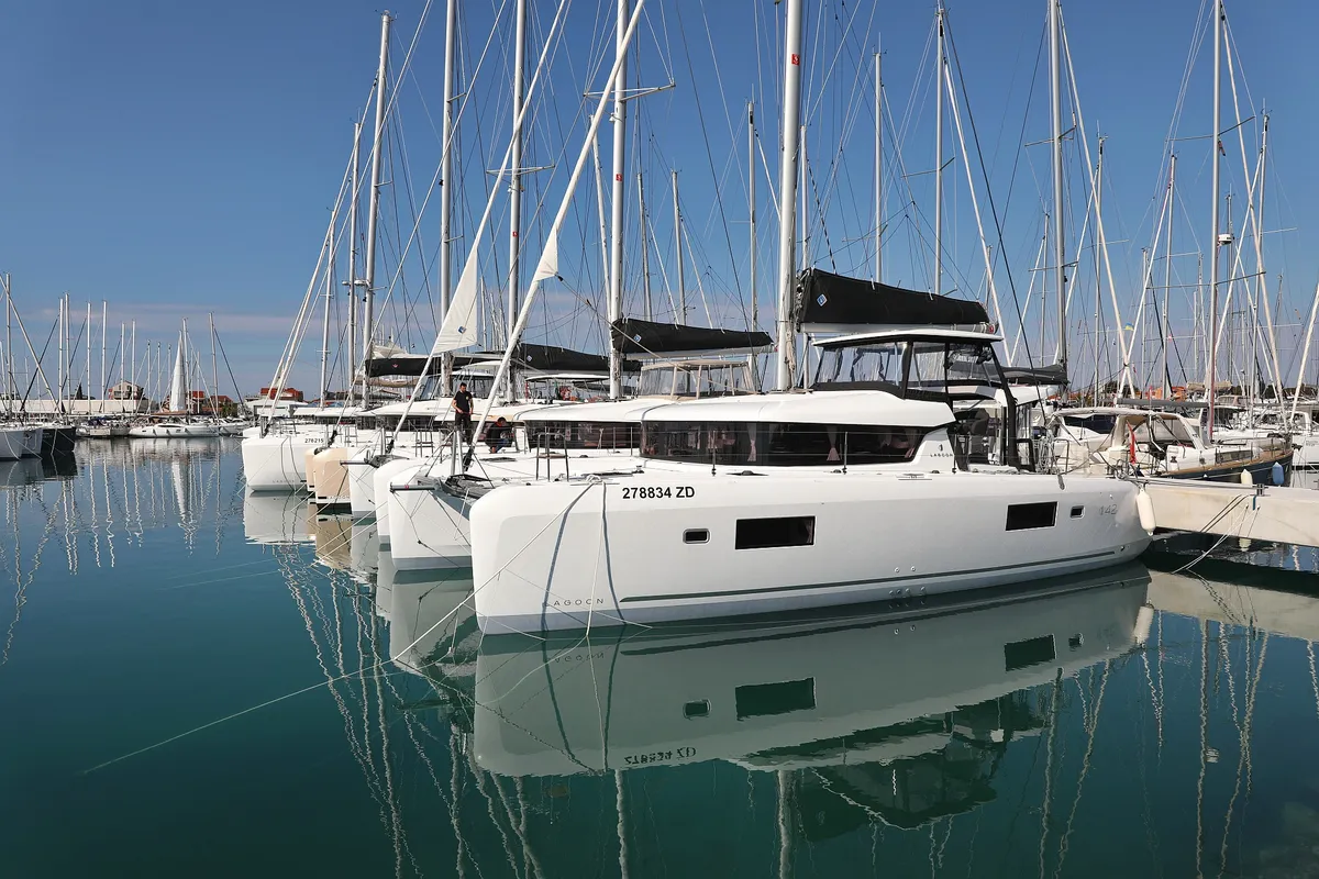 Exterior view of Luna, a Lagoon 42 catamaran at Općina Sukošan, Croatia