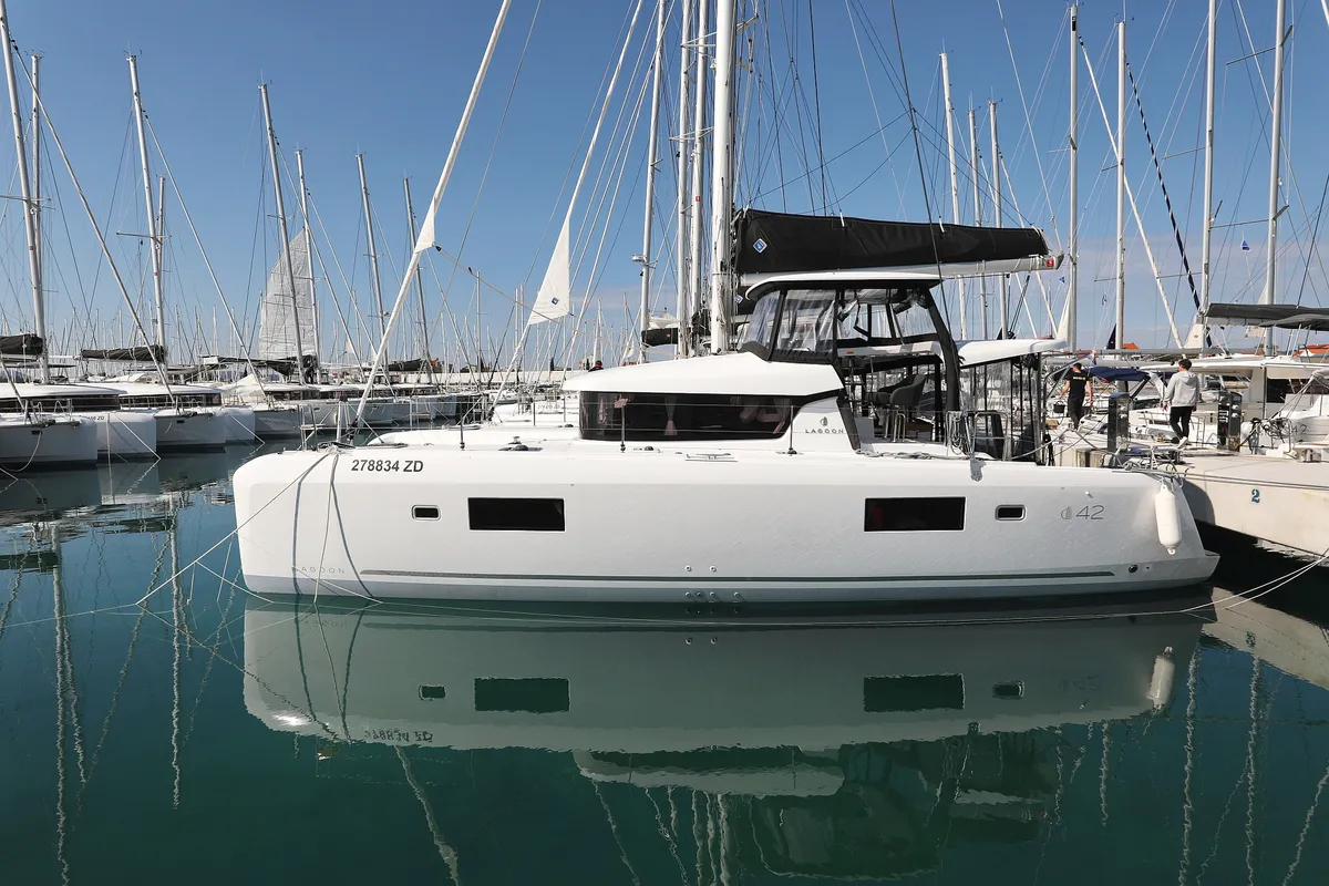 Exterior view of Luna, a Lagoon 42 catamaran at Općina Sukošan, Croatia
