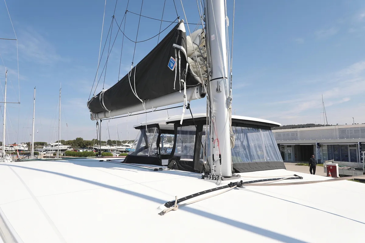 Deck of Luna, a Lagoon 42 catamaran at Općina Sukošan, Croatia