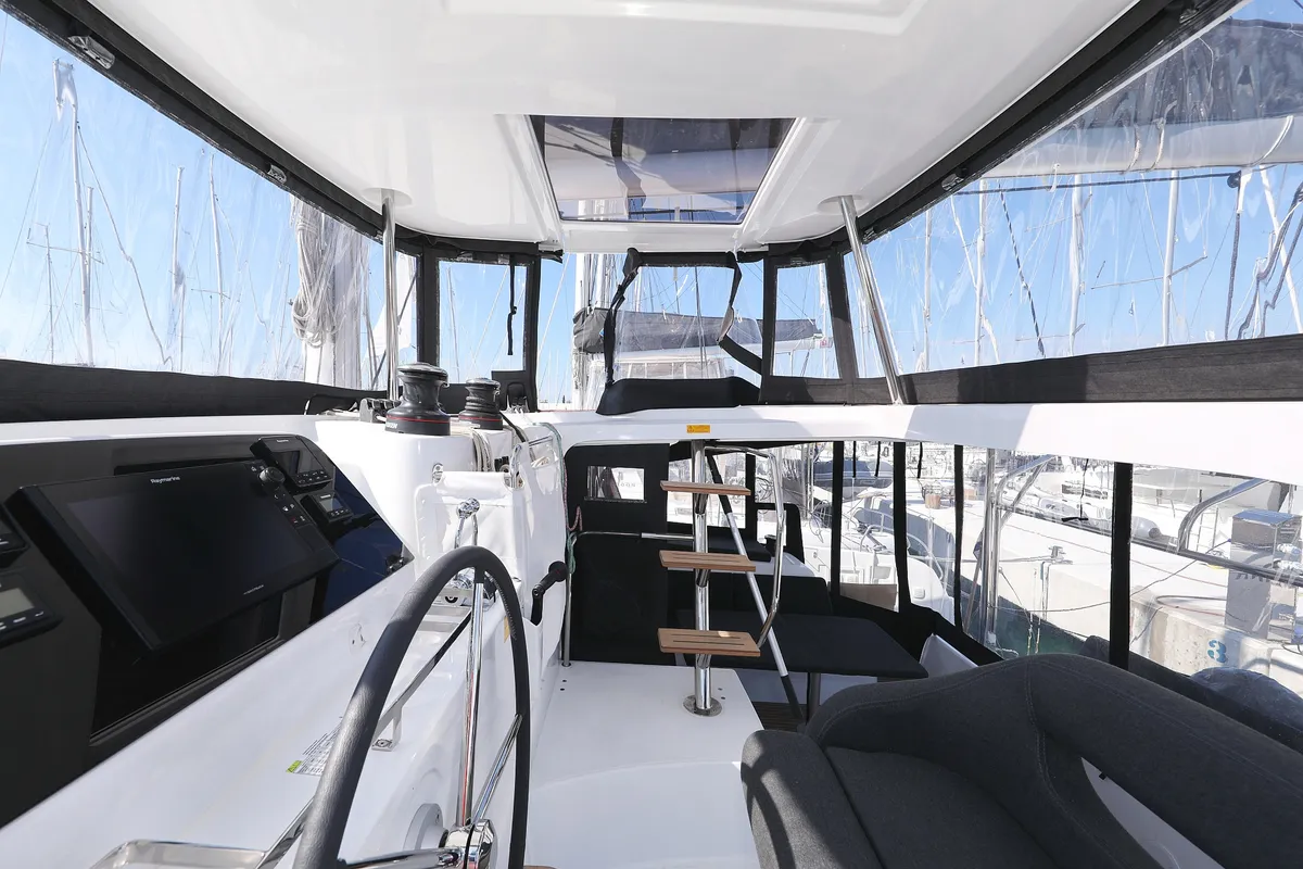 Cockpit of Luna, a Lagoon 42 catamaran at Općina Sukošan, Croatia