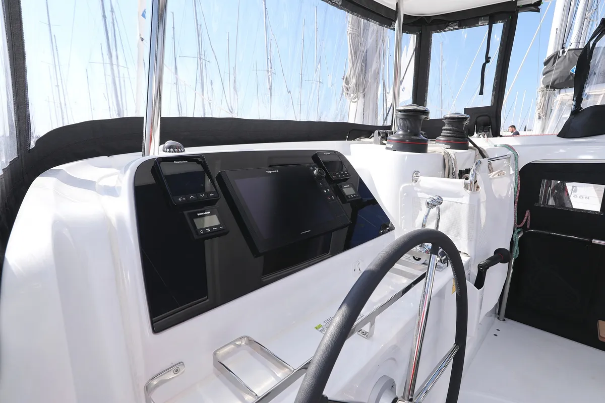 Cockpit of Luna, a Lagoon 42 catamaran at Općina Sukošan, Croatia