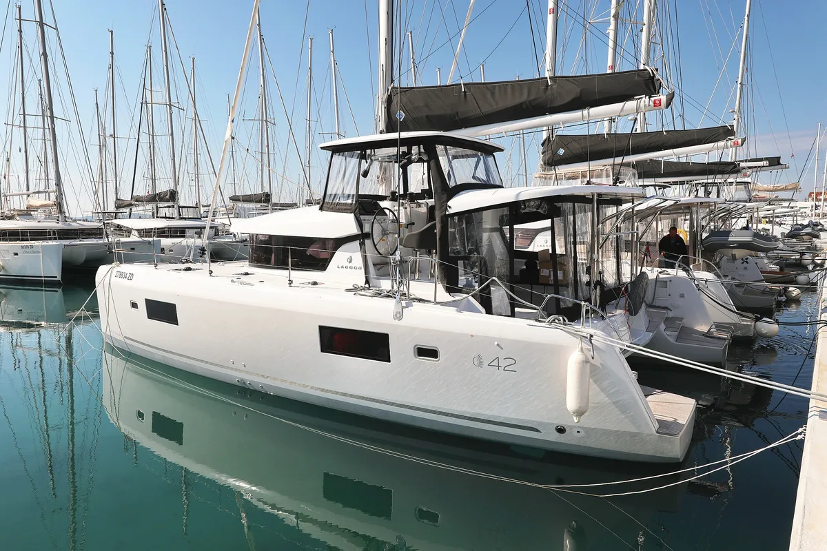 Exterior view of Luna, a Lagoon 42 catamaran at Općina Sukošan, Croatia