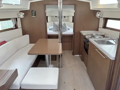 Salon of Flip, a Beneteau Oceanis 38.1 sailboat at Grad Pula, Croatia