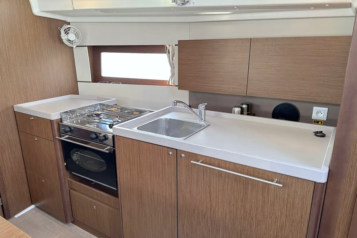 Galley of Flip, a Beneteau Oceanis 38.1 sailboat at Grad Pula, Croatia