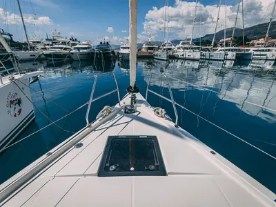 Deck of BALU, a Dufour 470 sailboat at Kaštela, Croatia