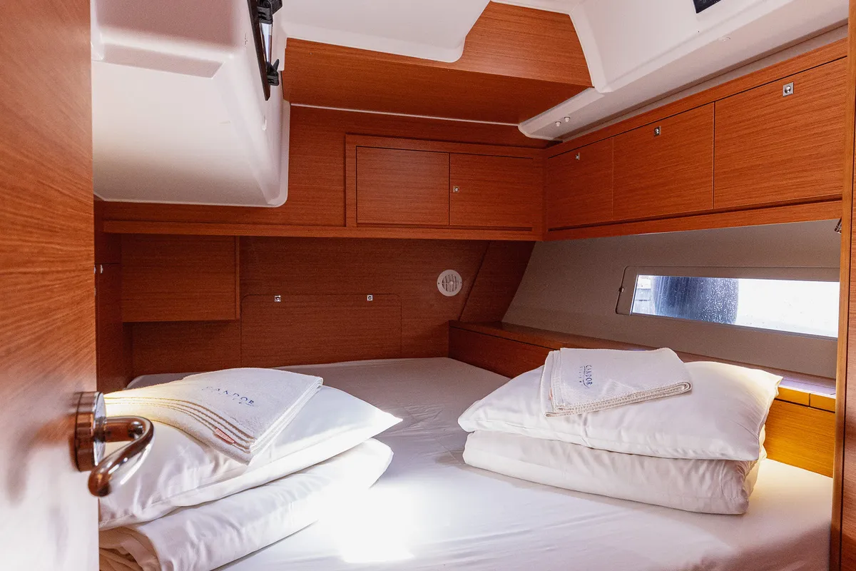 Cabin on BALU, a Dufour 470 sailboat at Kaštela, Croatia