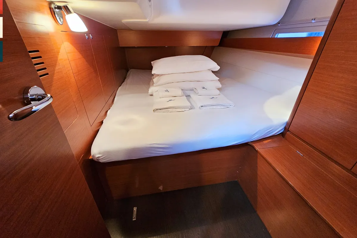 Cabin on Katajina, a Dufour 460 GL sailboat at Općina Rogoznica, Croatia