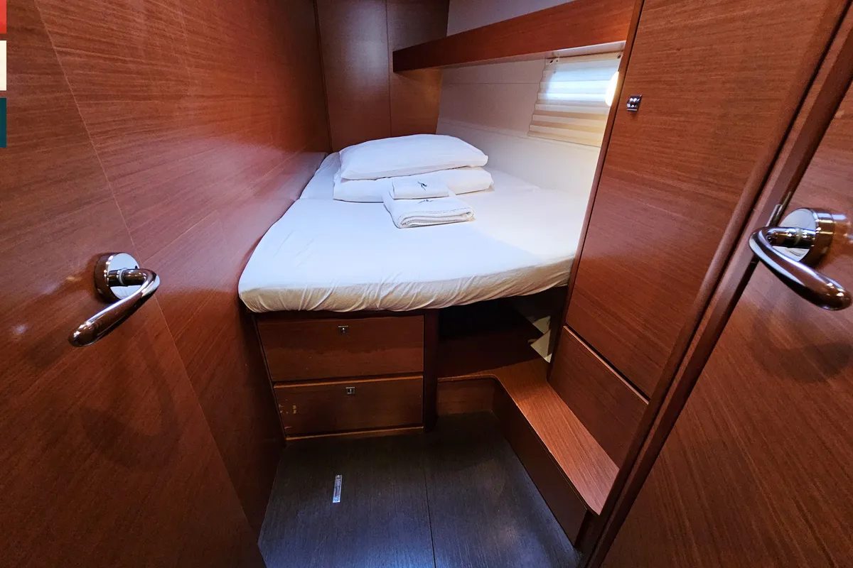 Cabin on Katajina, a Dufour 460 GL sailboat at Općina Rogoznica, Croatia