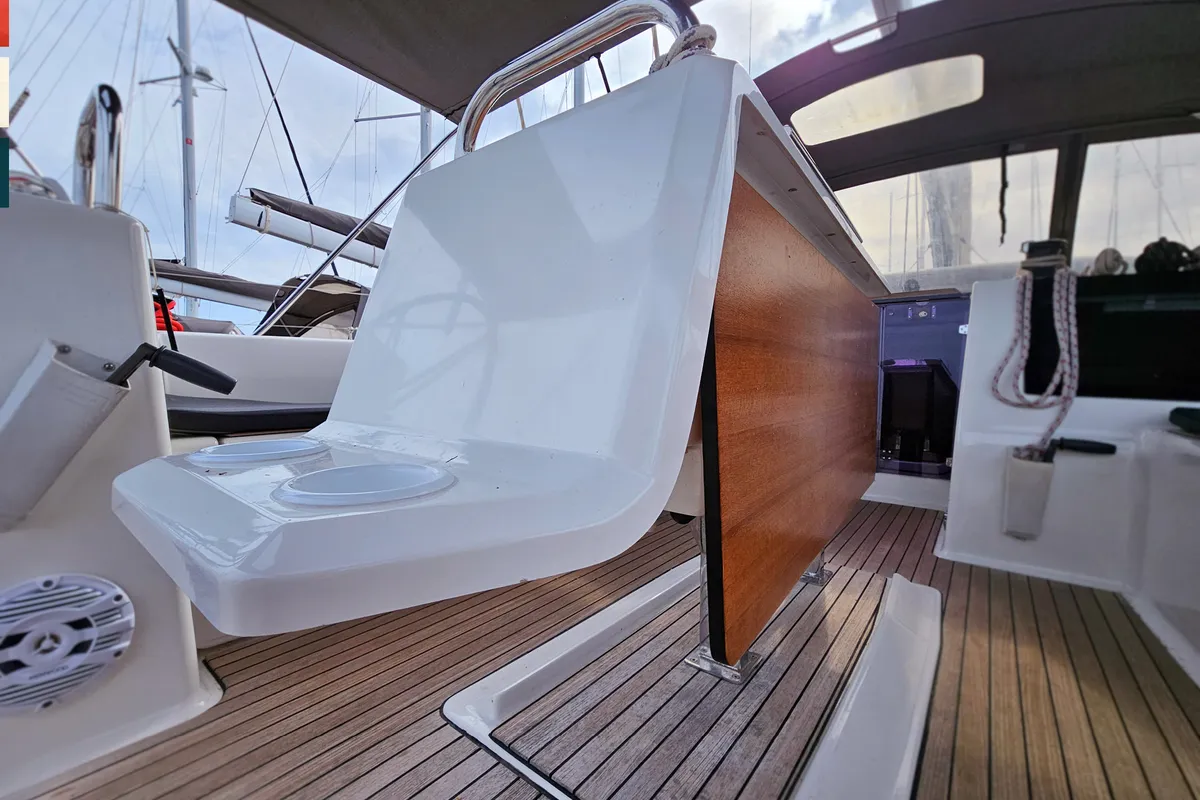 Deck of Katajina, a Dufour 460 GL sailboat at Općina Rogoznica, Croatia