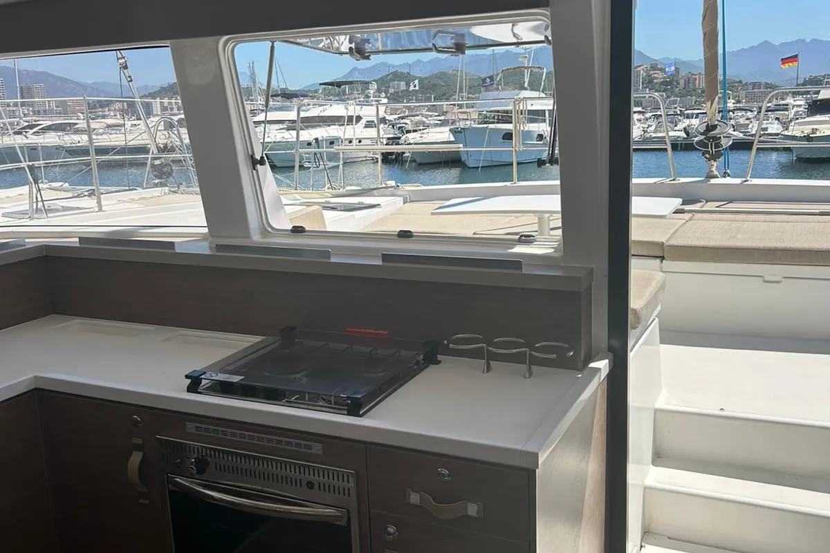 Galley of Dytick, a Bali 4.2 OW catamaran at Hyères, France