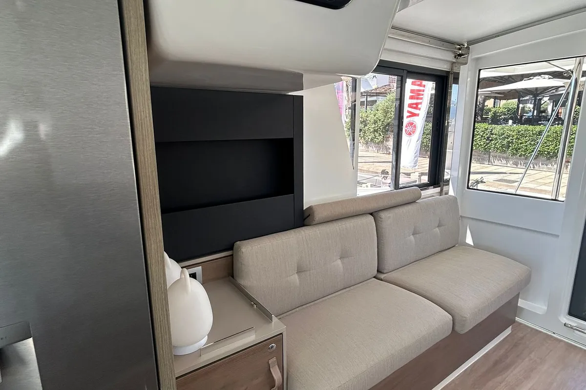 Salon of Dytick, a Bali 4.2 OW catamaran at Hyères, France