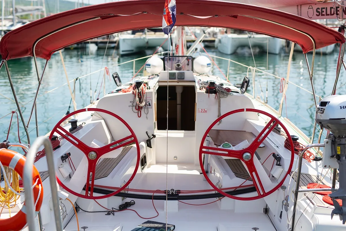 Cockpit of Euphoria, a Elan 350 Performance sailboat at Punat, Croatia