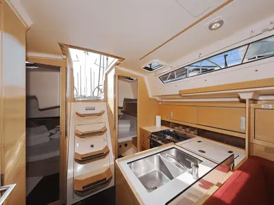 Galley of Euphoria, a Elan 350 Performance sailboat at Punat, Croatia