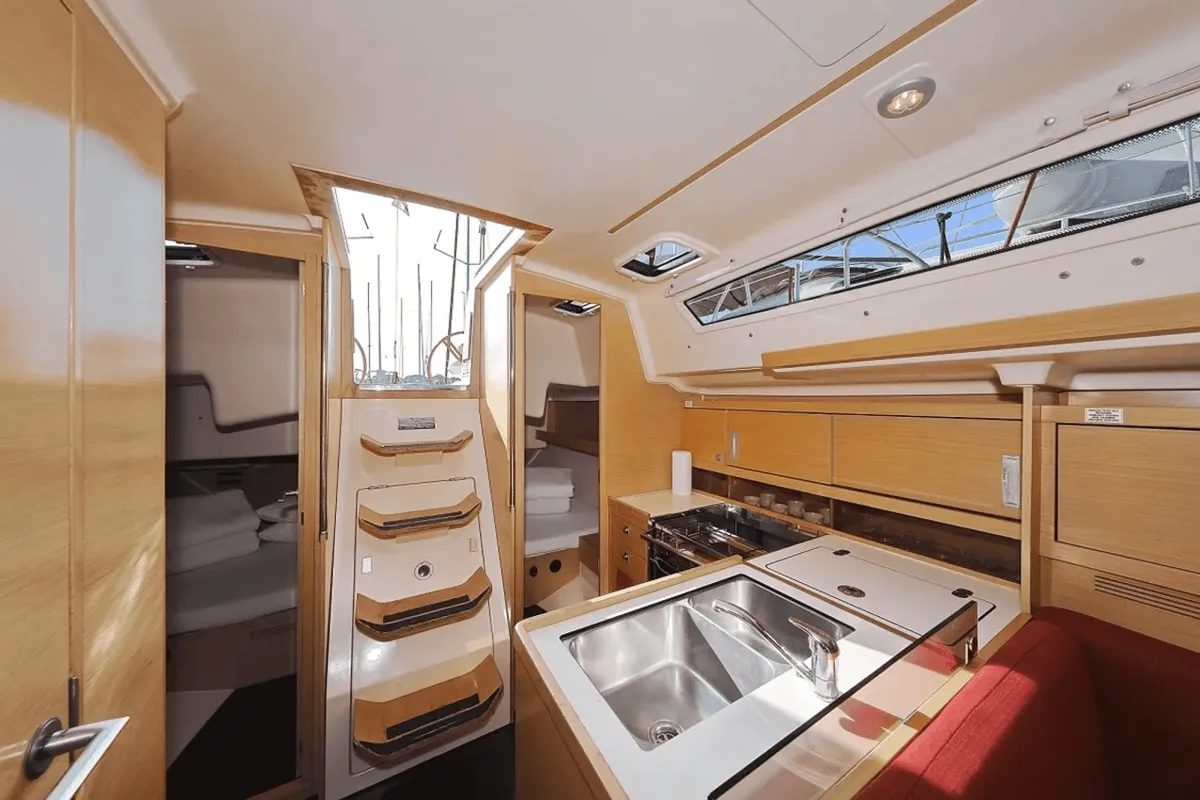 Galley of Euphoria, a Elan 350 Performance sailboat at Punat, Croatia