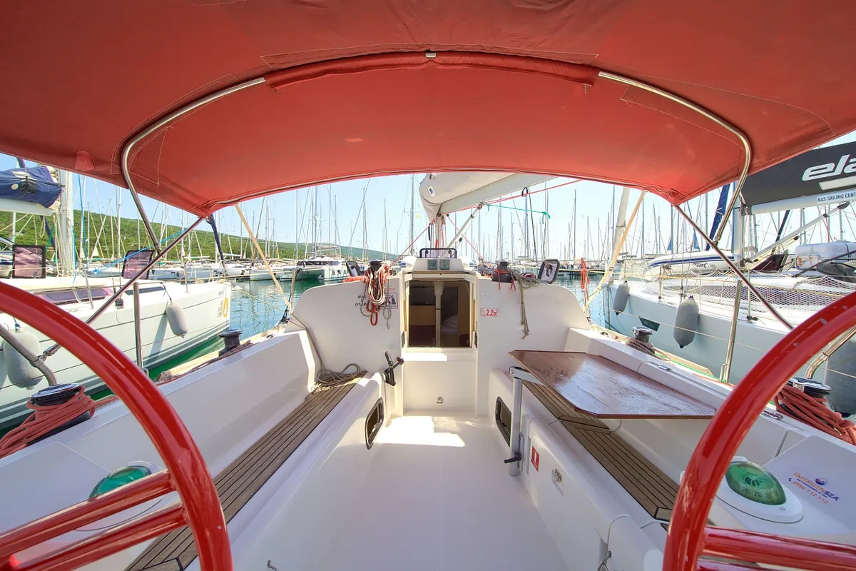 Cockpit of Euphoria, a Elan 350 Performance sailboat at Punat, Croatia